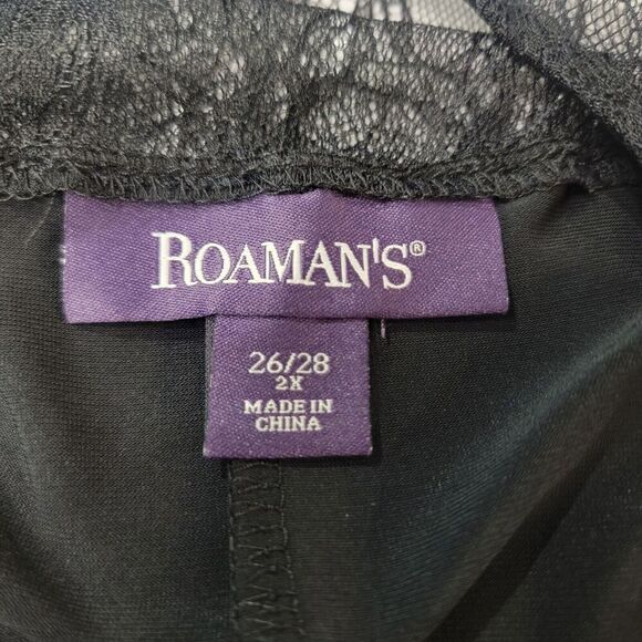 Roamans Black Dress Lace Womens 2X Shift Midi Flowy Whimsygoth Goth Formal Y2K - Picture 2 of 14